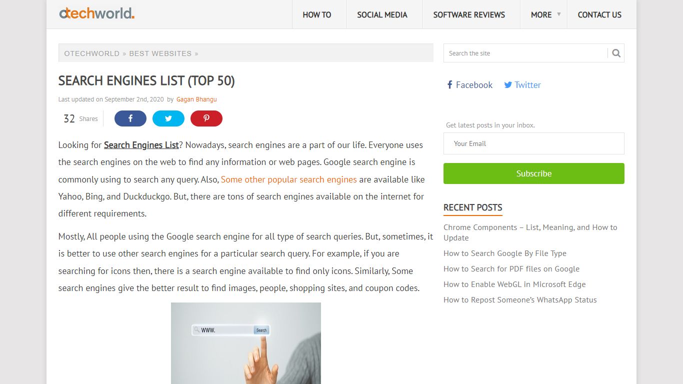 Search Engines List (Top 50) - oTechWorld
